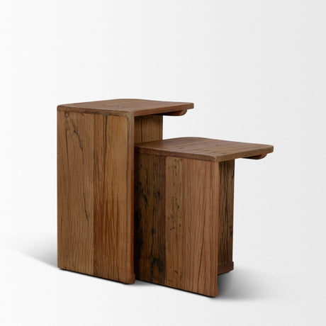 Lucan Mid-Dark Brown Reclaimed Wood Side Tables by Mercana at Eve Furniture