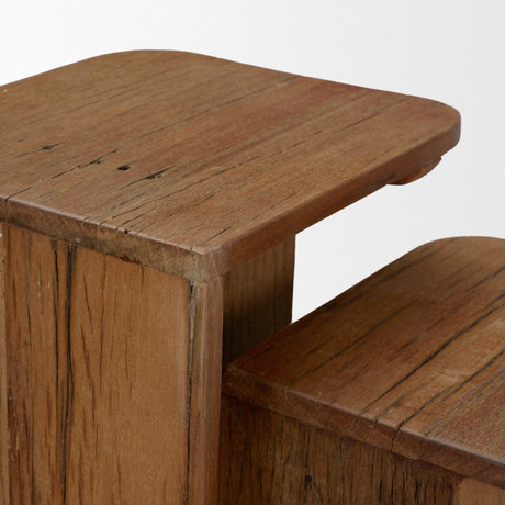 Lucan Mid-Dark Brown Reclaimed Wood Side Tables by Mercana at Eve Furniture