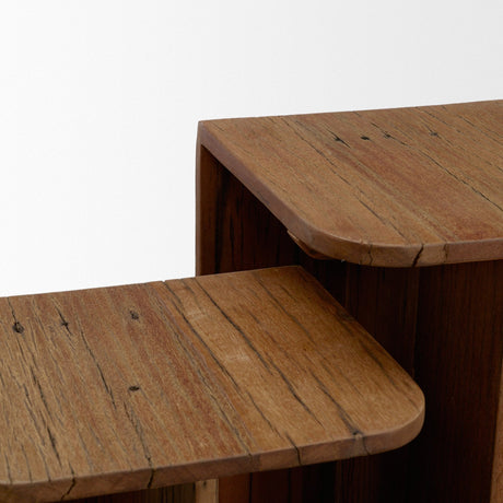 Lucan Mid-Dark Brown Reclaimed Wood Side Tables by Mercana at Eve Furniture