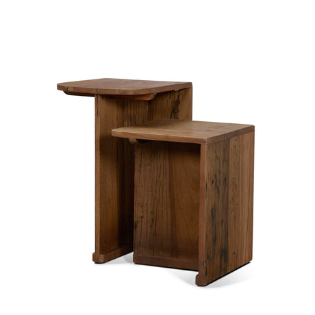 Lucan Mid-Dark Brown Reclaimed Wood Side Tables by Mercana at Eve Furniture