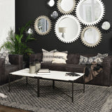Lucas 30x30 White Marble Top Black Metal Base Coffee Table by Mercana at Eve Furniture