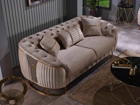 Lucas Beige Stationary Loveseat by Furnia at Eve Furniture