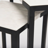 Lucas III (Set of 2) 15L x 15W; 12L x 12W White Marble W/Black Iron Frame Accent Tables by Mercana at Eve Furniture