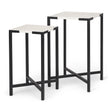 Lucas III (Set of 2) 15L x 15W; 12L x 12W White Marble W/Black Iron Frame Accent Tables by Mercana at Eve Furniture