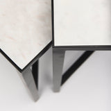 Lucas III (Set of 2); White Marble W/Black Iron Frame Accent Tables by Mercana at Eve Furniture