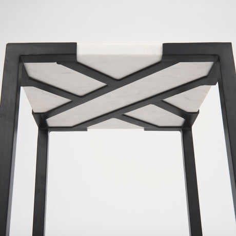 Lucas III (Set of 2); White Marble W/Black Iron Frame Accent Tables by Mercana at Eve Furniture