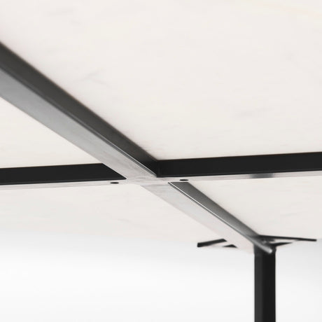 Lucas White Marble Top Black Metal Base Coffee Table by Mercana at Eve Furniture