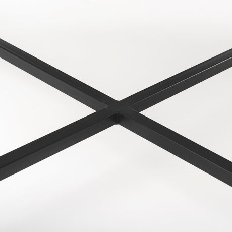 Lucas White Marble Top Black Metal Base Coffee Table by Mercana at Eve Furniture