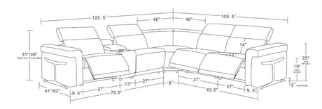Lucca (L.T. Grey) 6-Piece Italian Power Reclining Sectional by New Era Innovations at Eve Furniture