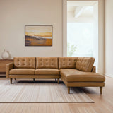Lucco Genuine Tan Leather Right-Facing Sectional Sofa by Ashcroft Furniture at Eve Furniture