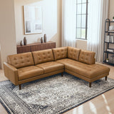 Lucco Genuine Tan Leather Right-Facing Sectional Sofa by Ashcroft Furniture at Eve Furniture