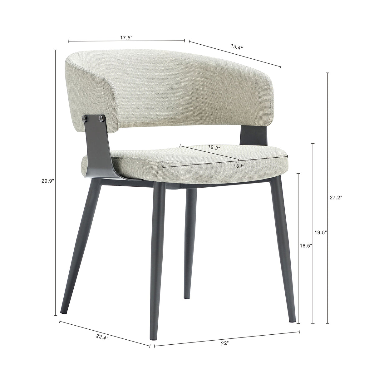 Luce Dining Chair in Oatmeal by Manhattan Comfort at Eve Furniture
