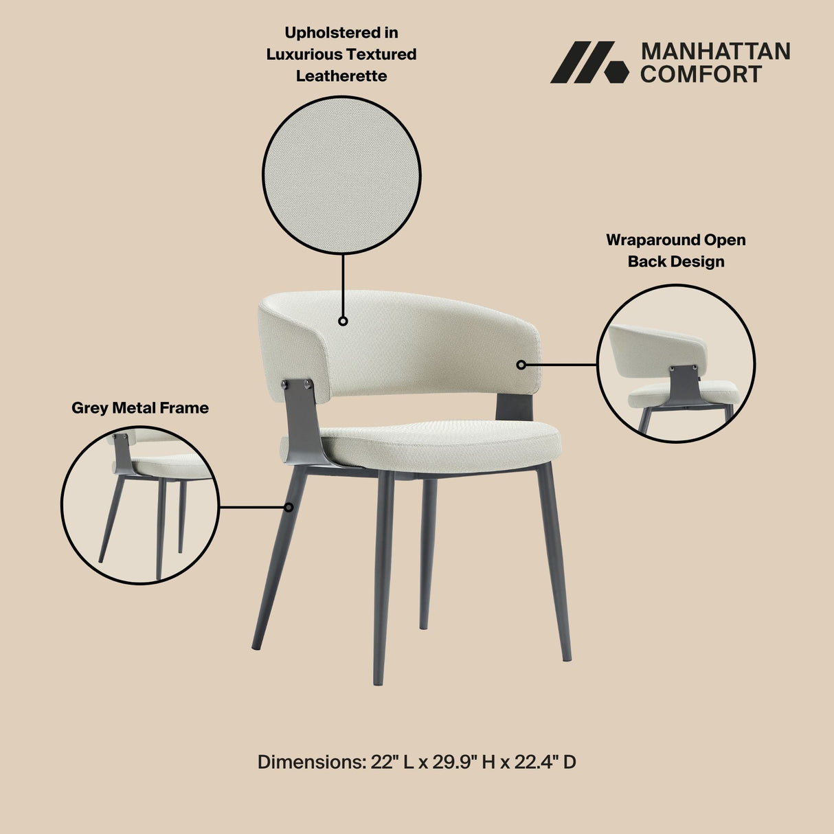 Luce Dining Chair in Oatmeal by Manhattan Comfort at Eve Furniture
