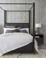 Lucerne Upholstered California King Canopy Bed in Vintage Coffee by Modus Furniture at Eve Furniture