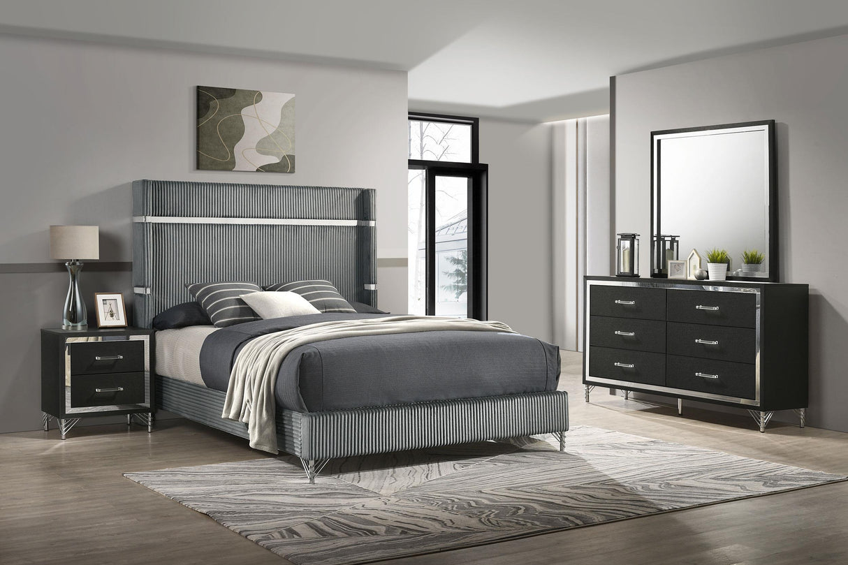 Lucia Grey/Black 4-Piece Eastern King Bedroom Set