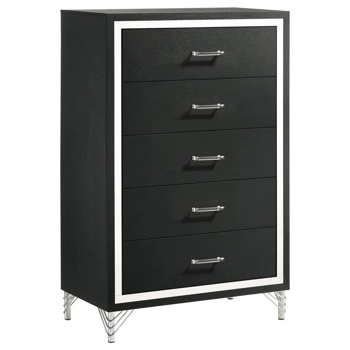 Lucia 5-drawer Bedroom Chest of Drawers Black by Coaster at Eve Furniture