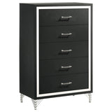Lucia 5-drawer Bedroom Chest of Drawers Black by Coaster at Eve Furniture