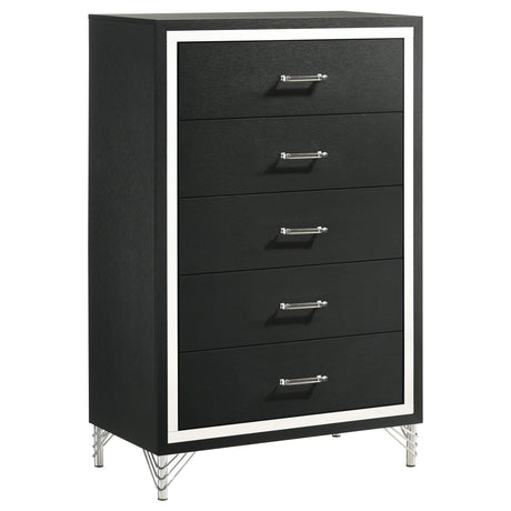 Lucia 5-drawer Bedroom Chest of Drawers Black by Coaster at Eve Furniture