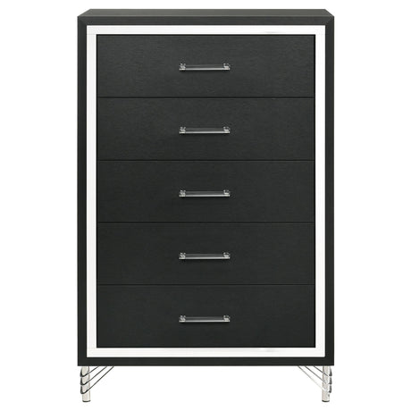 Lucia 5-drawer Bedroom Chest of Drawers Black by Coaster at Eve Furniture