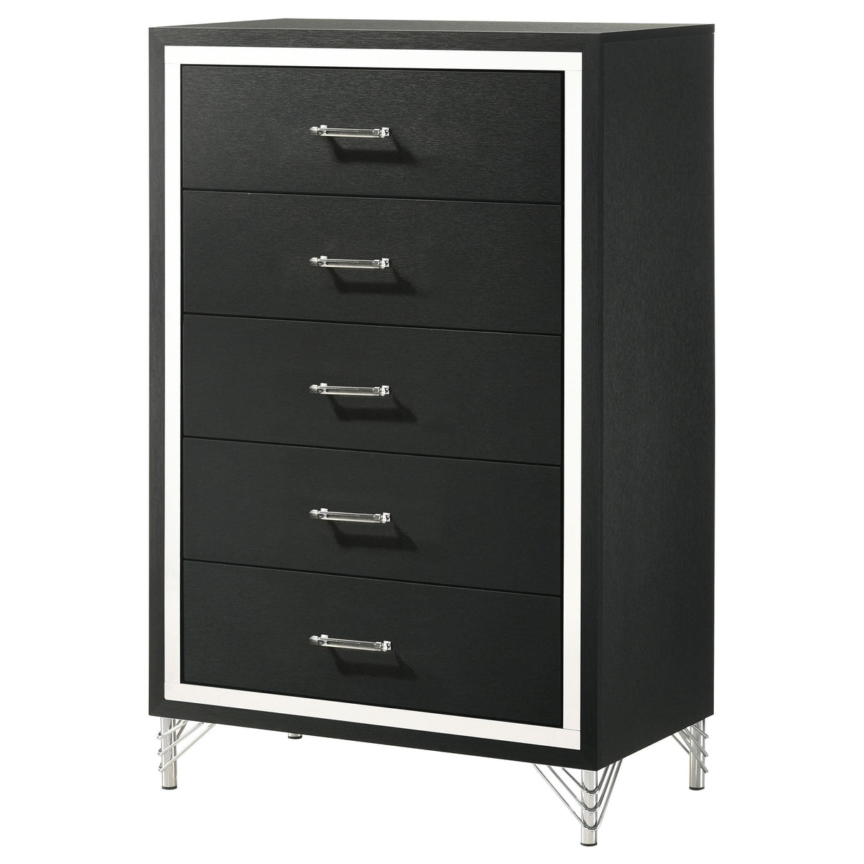 Lucia 5-drawer Bedroom Chest of Drawers Black by Coaster at Eve Furniture