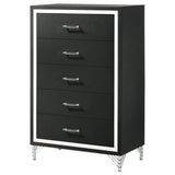 Lucia 5-drawer Bedroom Chest of Drawers Black by Coaster at Eve Furniture