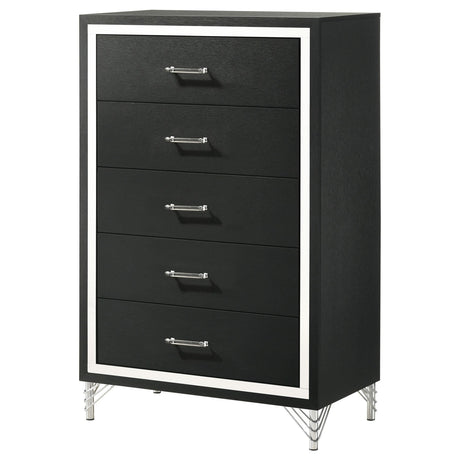 Lucia 5-drawer Bedroom Chest of Drawers Black by Coaster at Eve Furniture