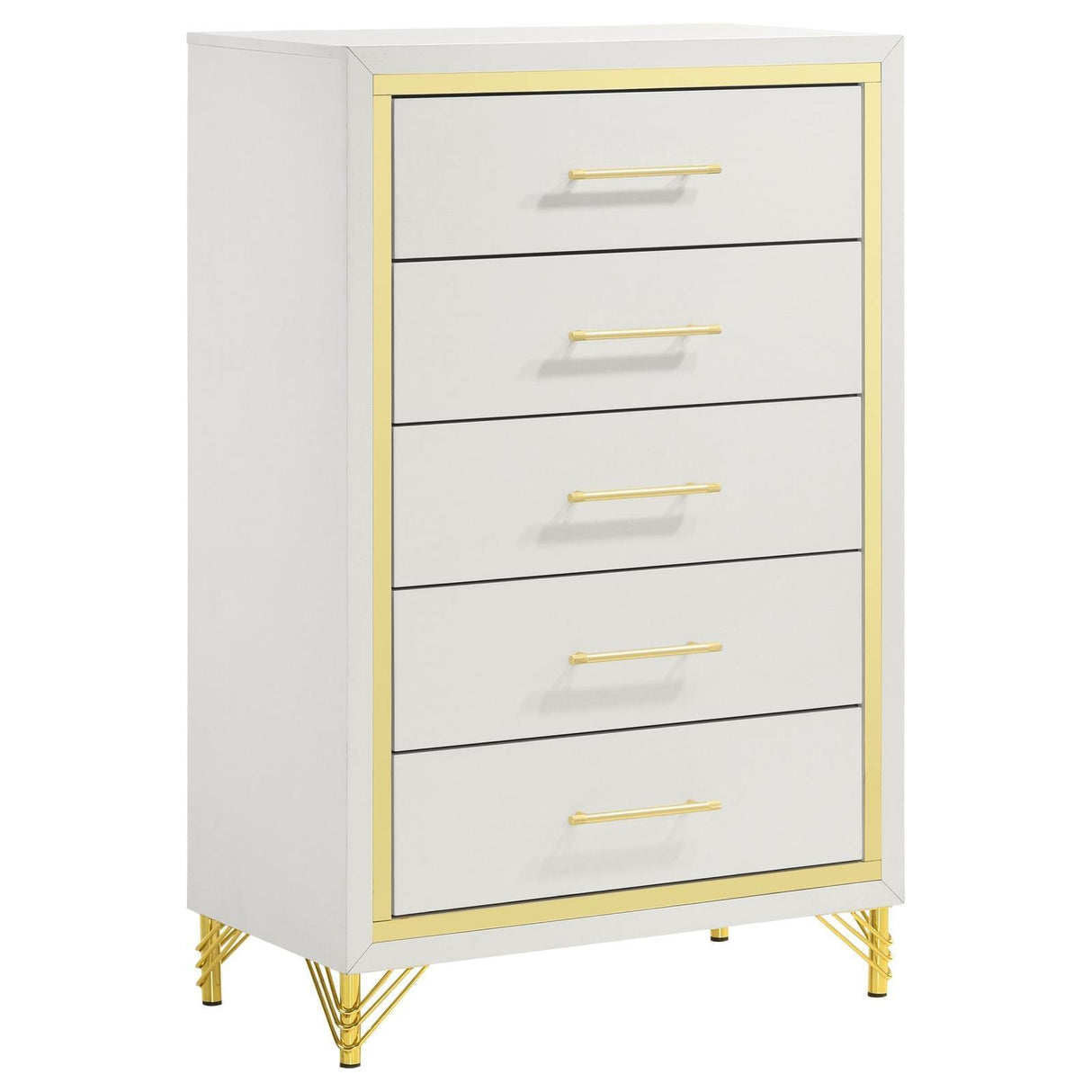 Lucia 5-drawer Bedroom Chest White by Coaster at Eve Furniture