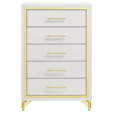 Lucia 5-drawer Bedroom Chest White by Coaster at Eve Furniture