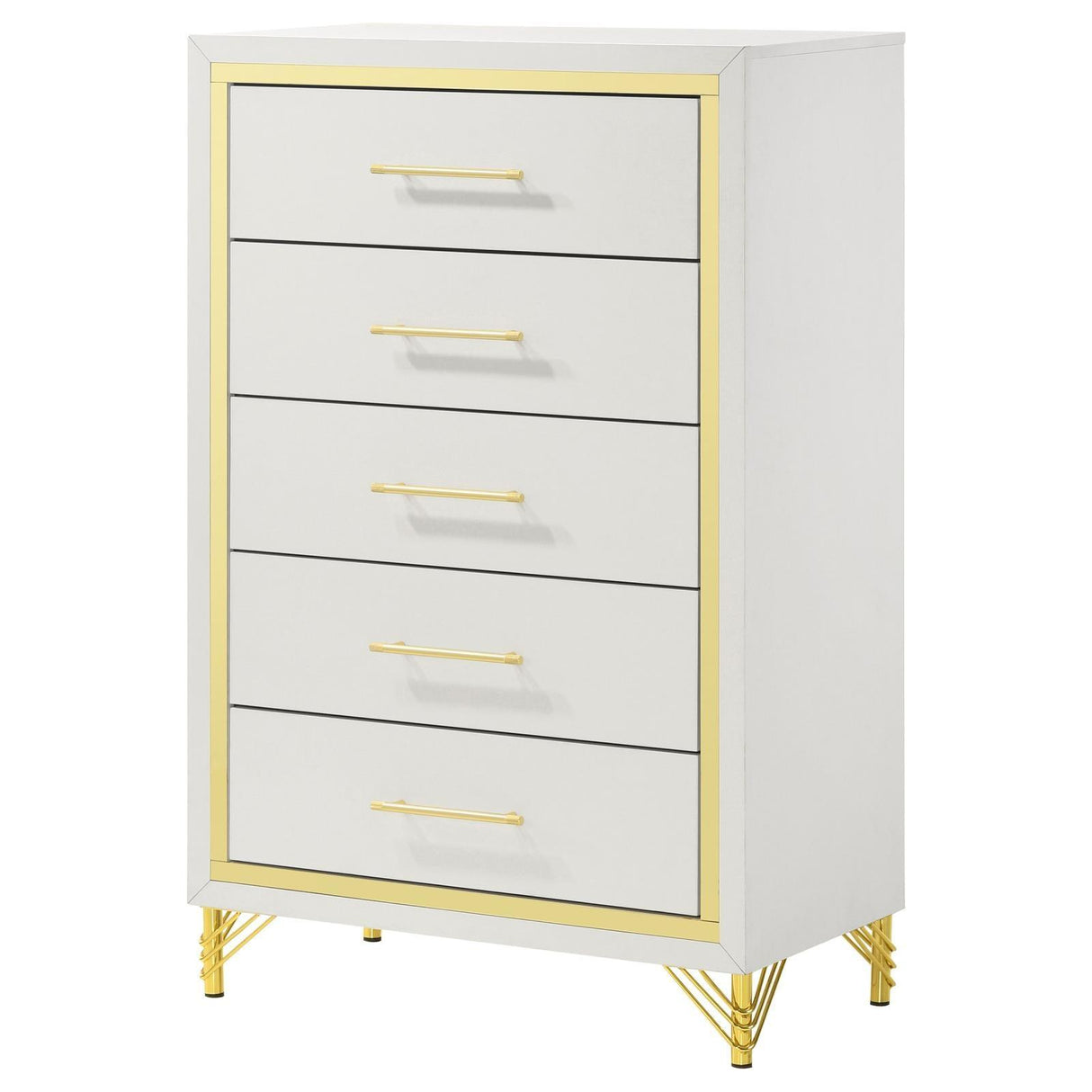 Lucia 5-drawer Bedroom Chest White by Coaster at Eve Furniture
