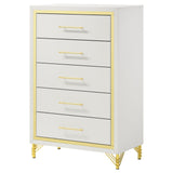 Lucia 5-drawer Bedroom Chest White by Coaster at Eve Furniture