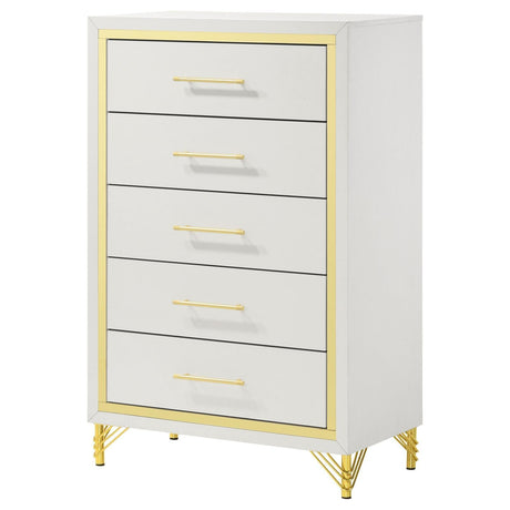 Lucia 5-drawer Bedroom Chest White by Coaster at Eve Furniture
