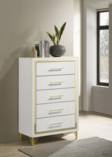 Lucia 5-drawer Bedroom Chest White by Coaster at Eve Furniture
