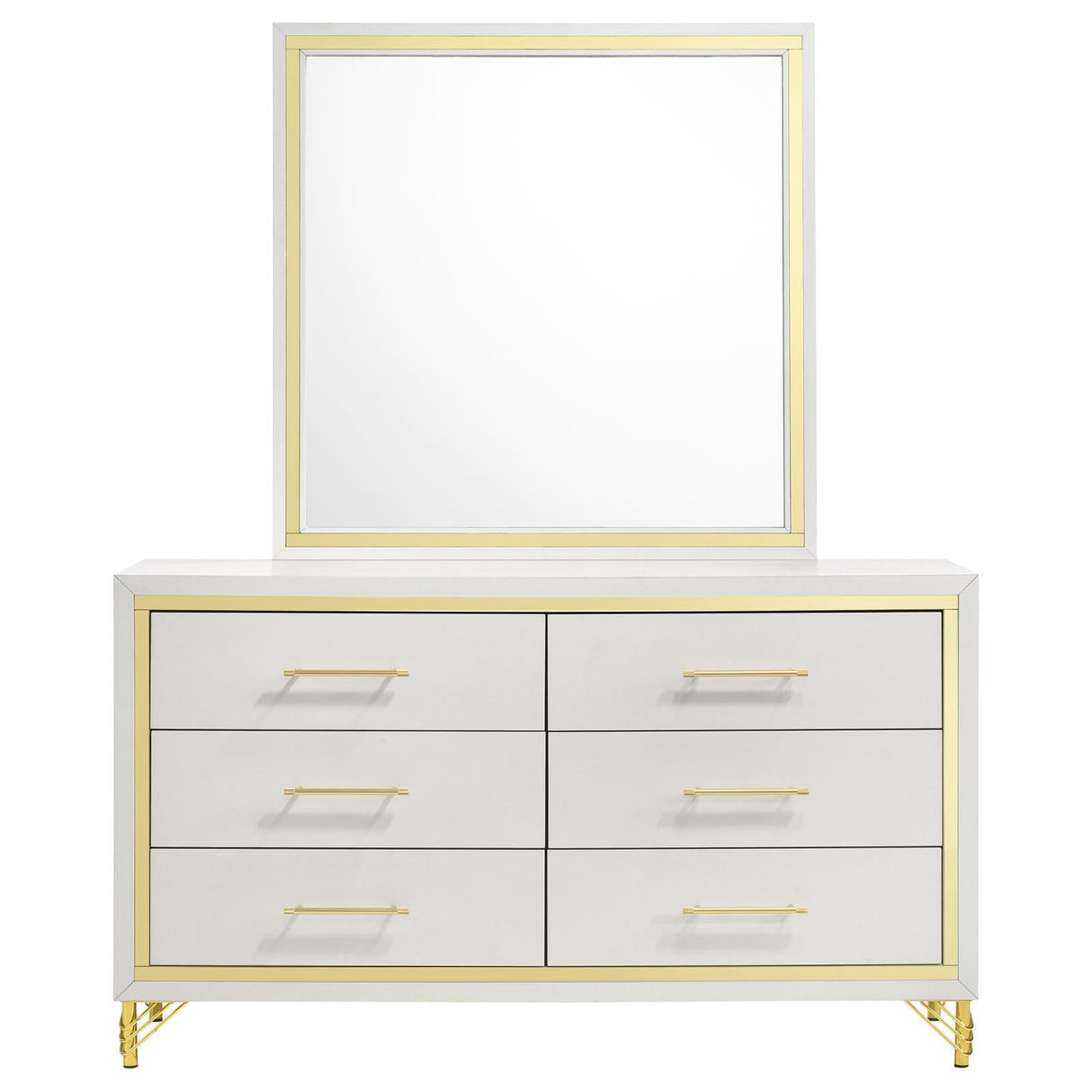 Lucia White 6-drawer Bedroom Dresser with Mirror