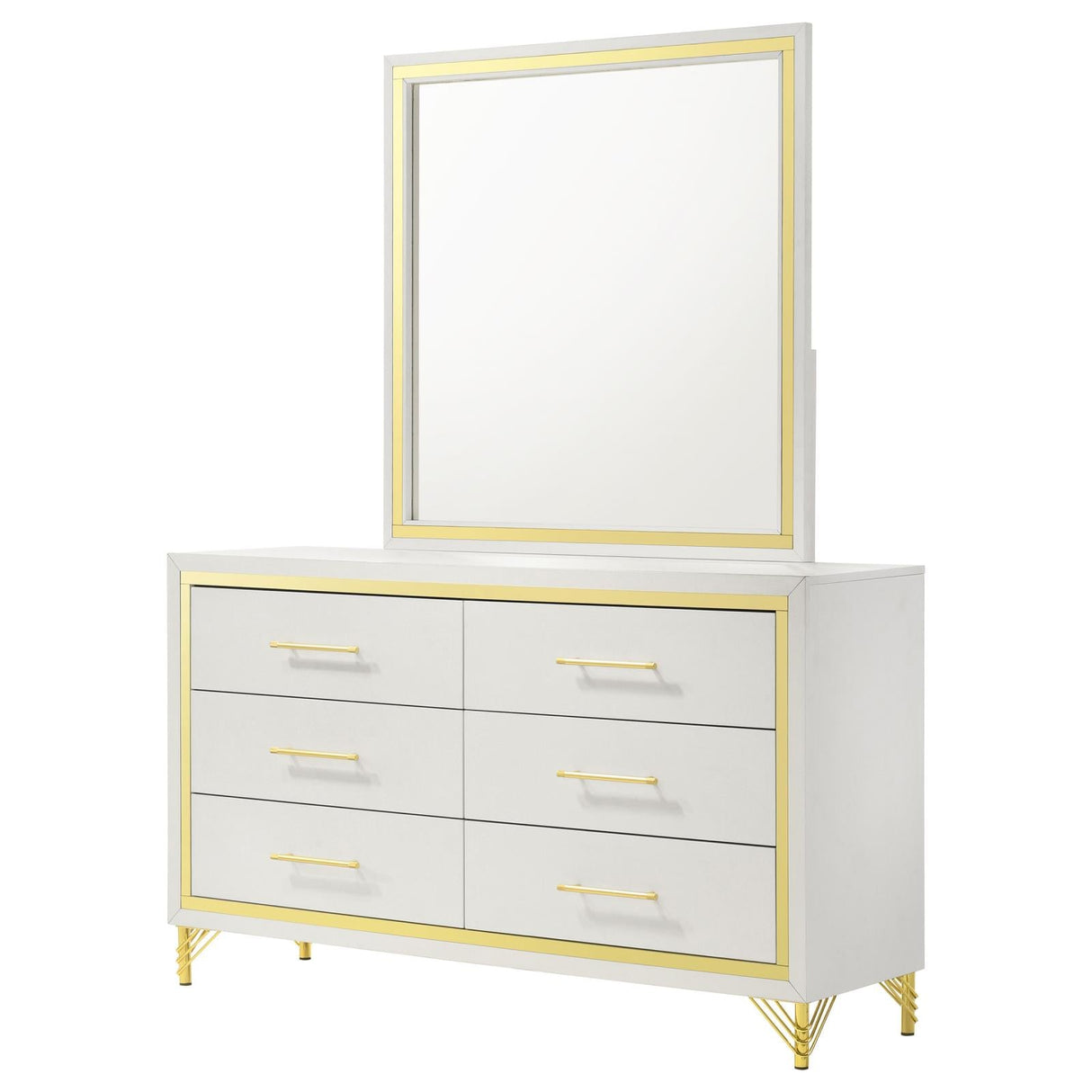 Lucia White 6-drawer Bedroom Dresser with Mirror