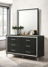 Lucia 6-drawer Dresser and Mirror Black