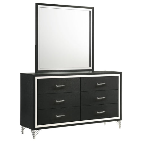 Lucia 6-drawer Dresser and Mirror Black by Coaster at Eve Furniture