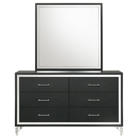 Lucia 6-drawer Dresser and Mirror Black by Coaster at Eve Furniture