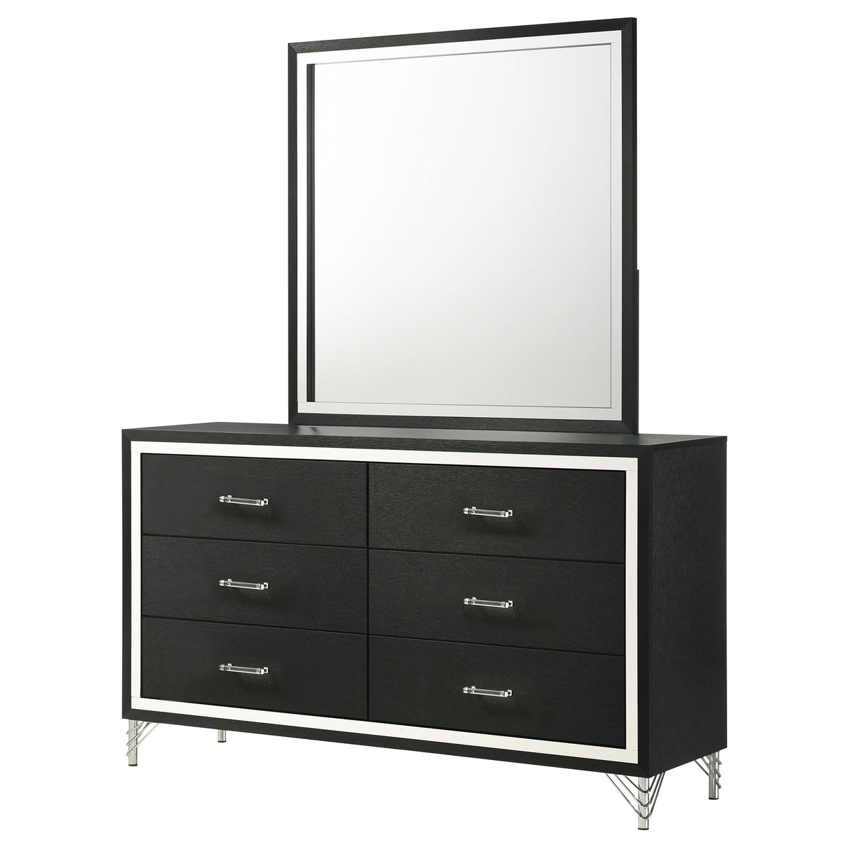 Lucia 6-drawer Dresser and Mirror Black by Coaster at Eve Furniture