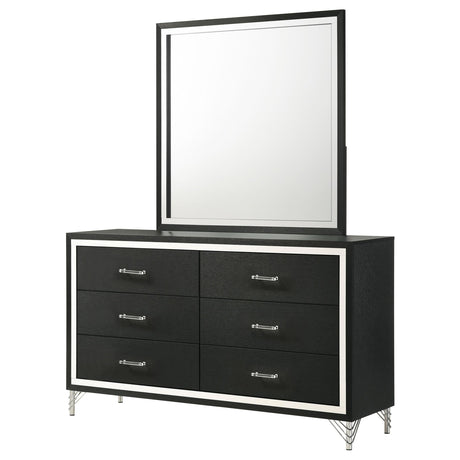 Lucia 6-drawer Dresser and Mirror Black by Coaster at Eve Furniture