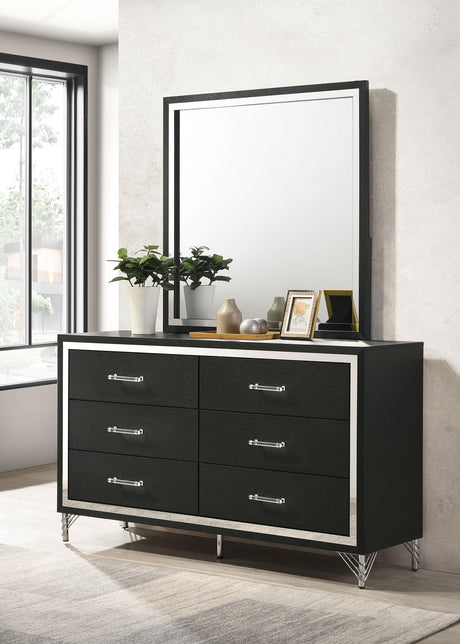 Lucia 6-drawer Dresser and Mirror Black by Coaster at Eve Furniture