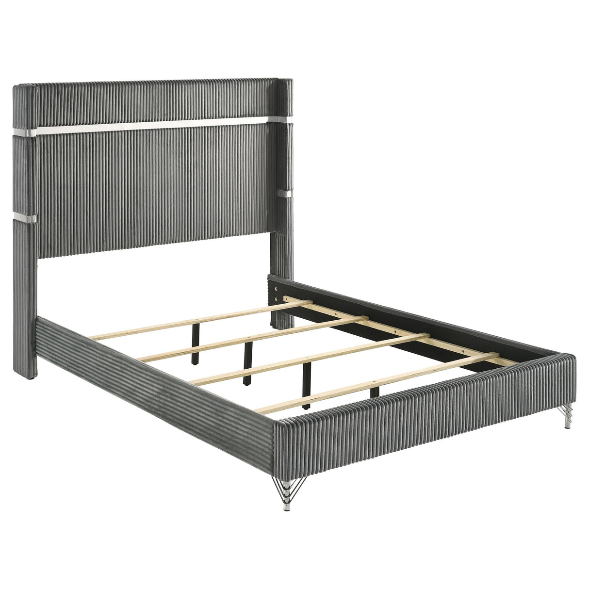 Lucia 61-inch Upholstered Eastern King Panel Bed Grey