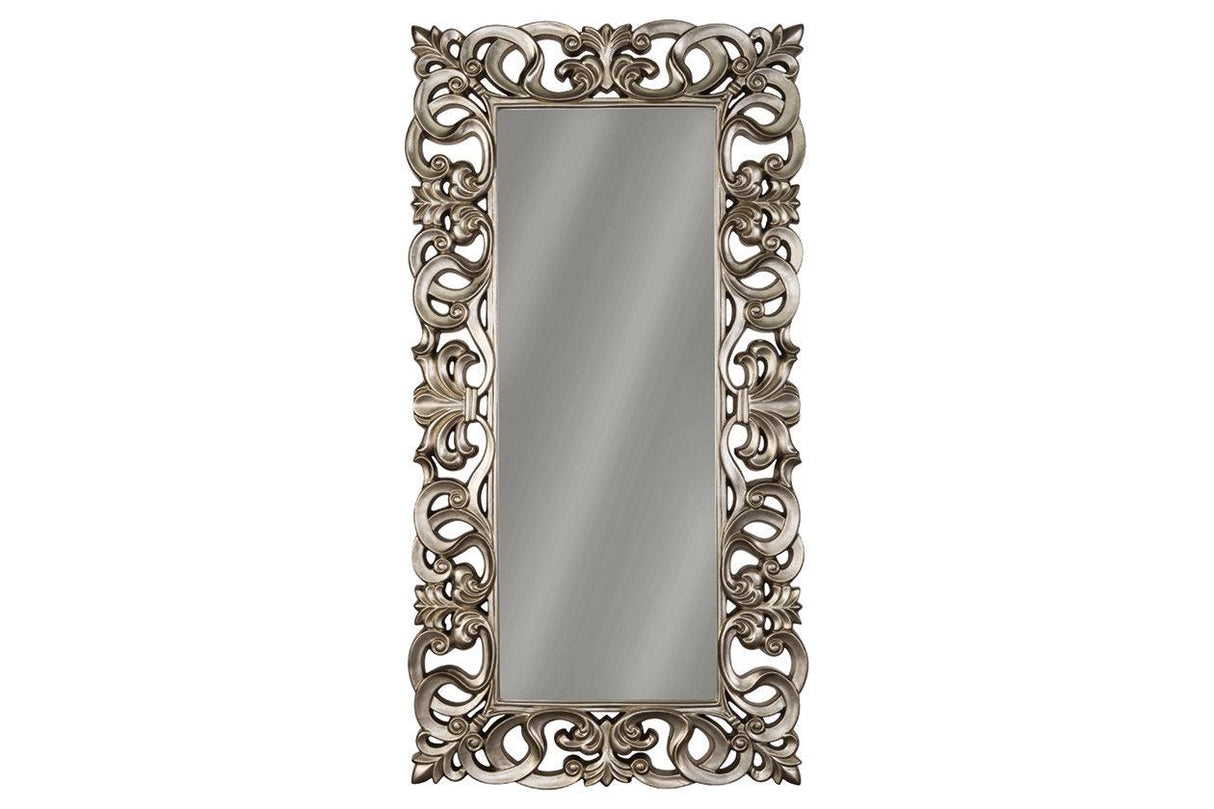 Lucia Antique Silver Finish Floor Mirror by Ashley at Eve Furniture