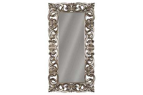 Lucia Antique Silver Finish Floor Mirror by Ashley at Eve Furniture