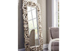Lucia Antique Silver Finish Floor Mirror by Ashley at Eve Furniture