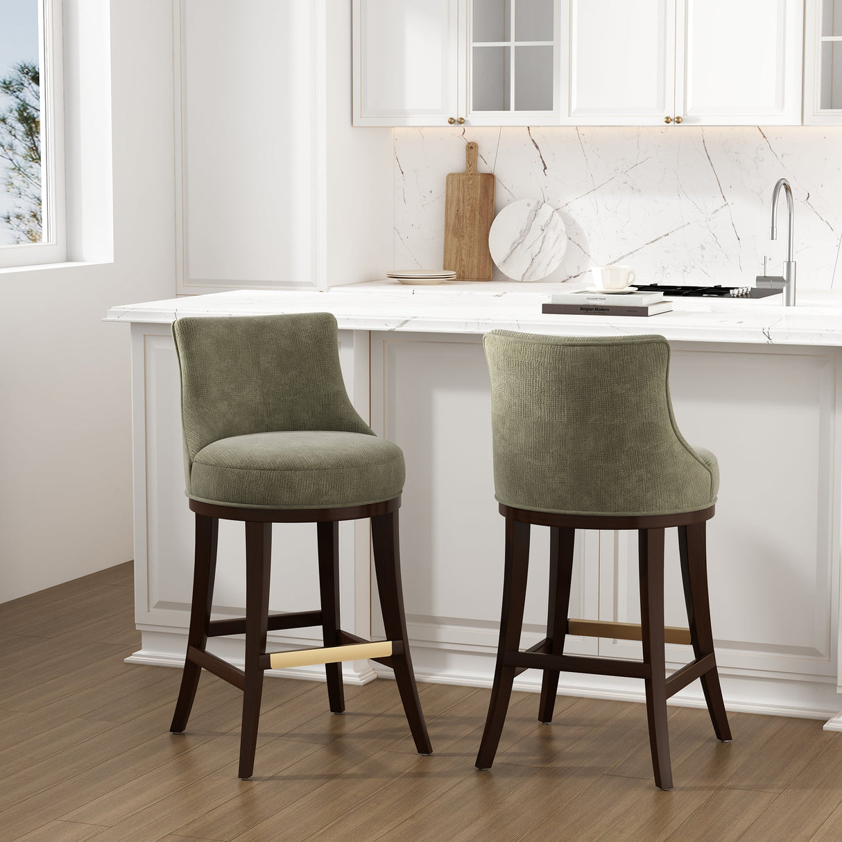 Lucia Barstool in Leaf Green (set of 2) by Manhattan Comfort at Eve Furniture