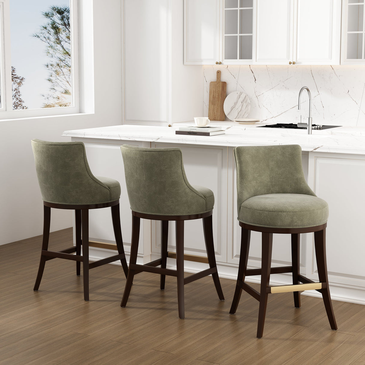 Lucia Barstool in Leaf Green (set of 3) by Manhattan Comfort at Eve Furniture