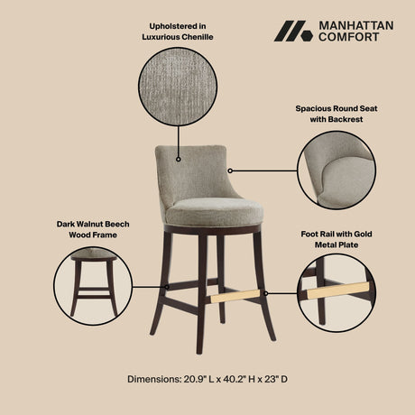 Lucia Barstool in Taupe by Manhattan Comfort at Eve Furniture