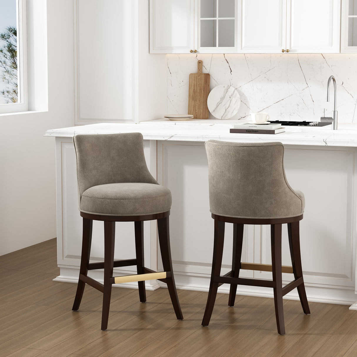 Lucia Barstool in Taupe (set of 2) by Manhattan Comfort at Eve Furniture