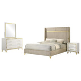 Lucia Beige 4-Piece Queen Bedroom Set with Upholstered Wingback Panel Bed by Coaster at Eve Furniture