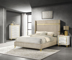 Lucia Beige And White 3-Piece Queen Bedroom Set by Coaster at Eve Furniture